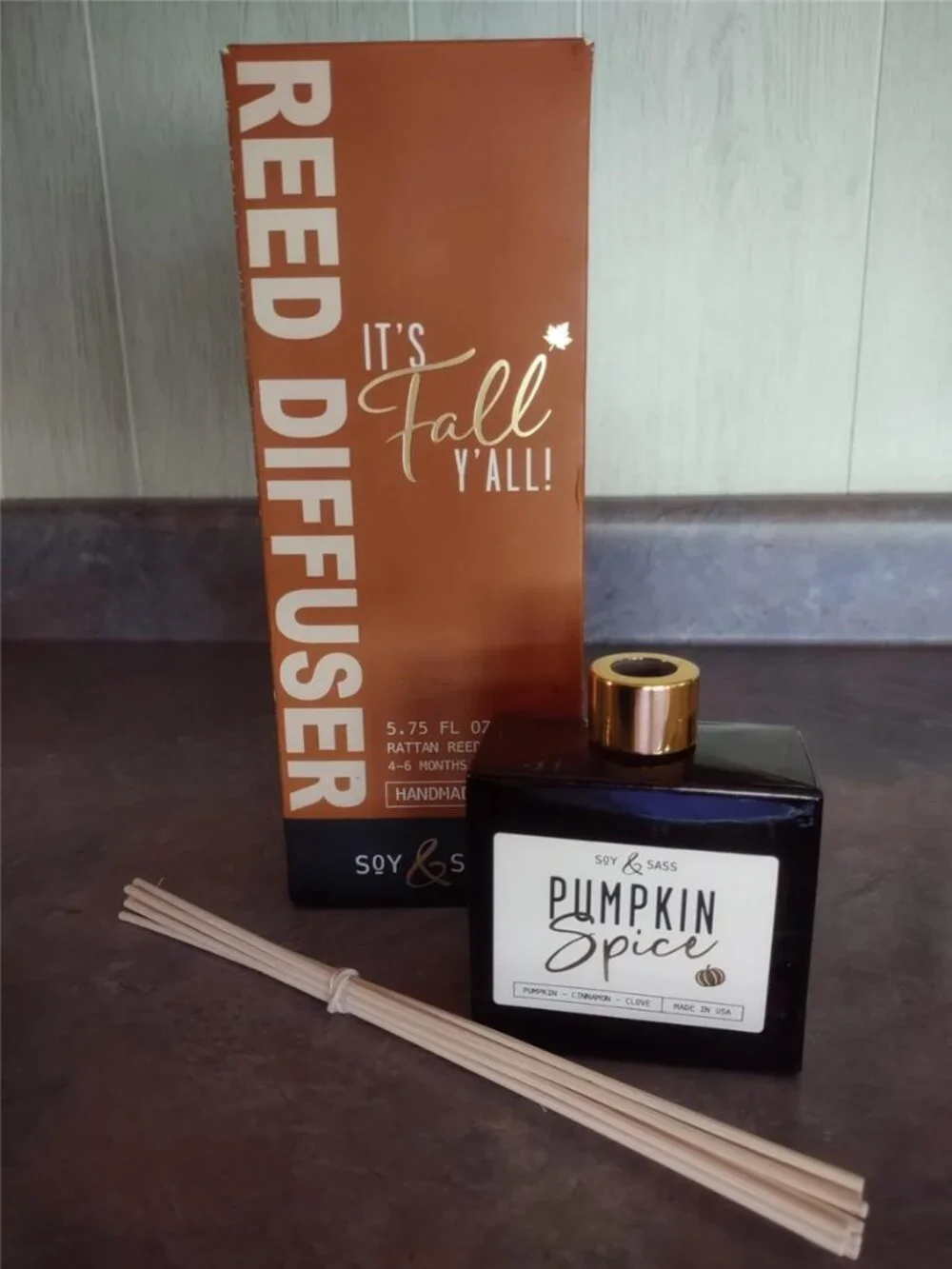 Pumpkin Spice Reed Diffuser, Fall Reed Diffuser Set - Infused w/Essential Oils